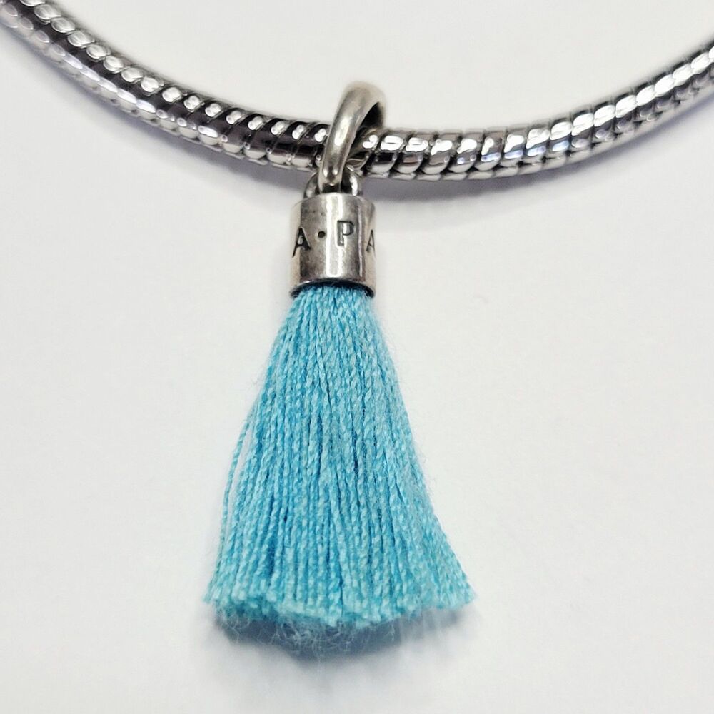 Authentic Pandora Vintage Sterling Silver And Turquoise Tassel Dangle Charm